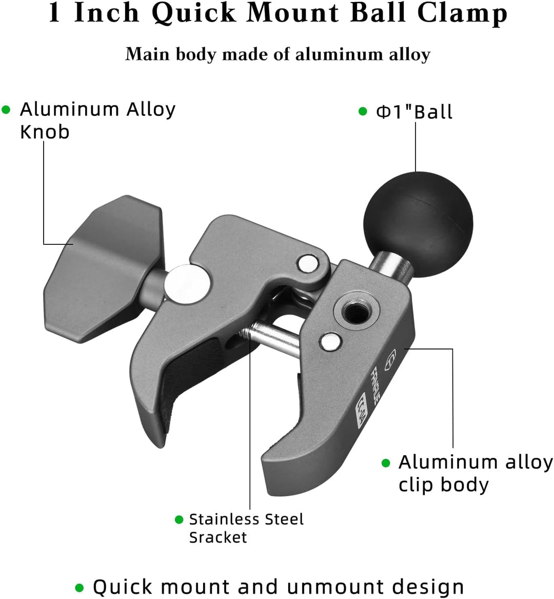 FANAUE Lenkerklemmbasis mit 1" Ball Adapter für Durchmesser 13-52mm Motorrad Fahrradlenker, Handyhal