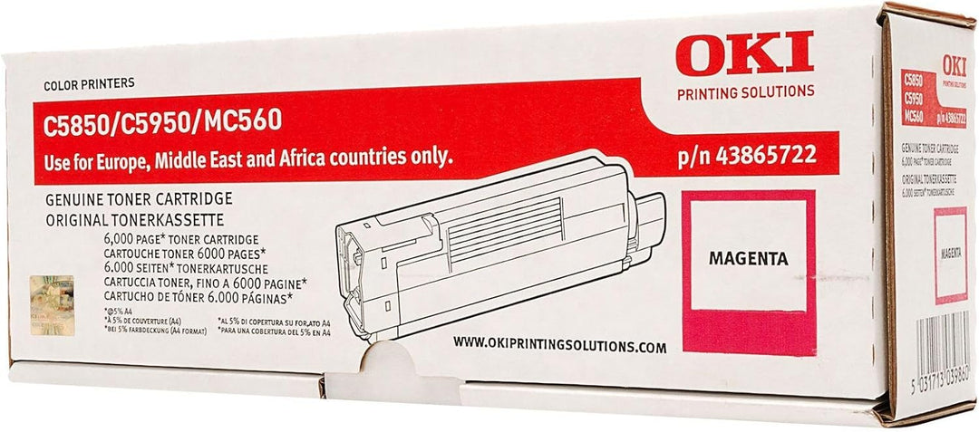 OKI 43865722 C5850, C5950 Tonerkartusche 6.000 Seiten, magenta, magenta