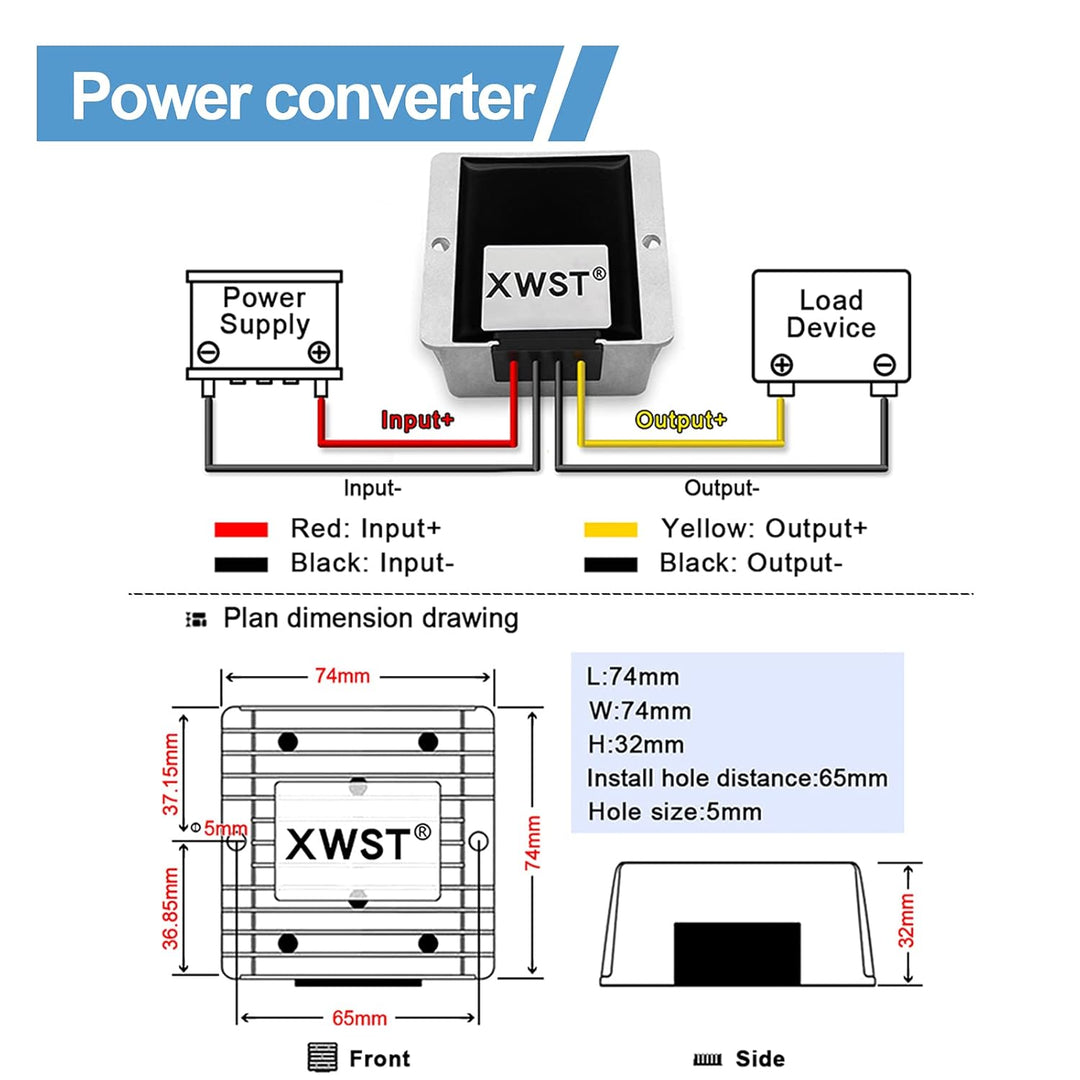 XWST DC DC 20-90V 24V36V48V60V72V auf 12V Buck Spannungswandler 10A 120W Wechselrichter Auto Netztei