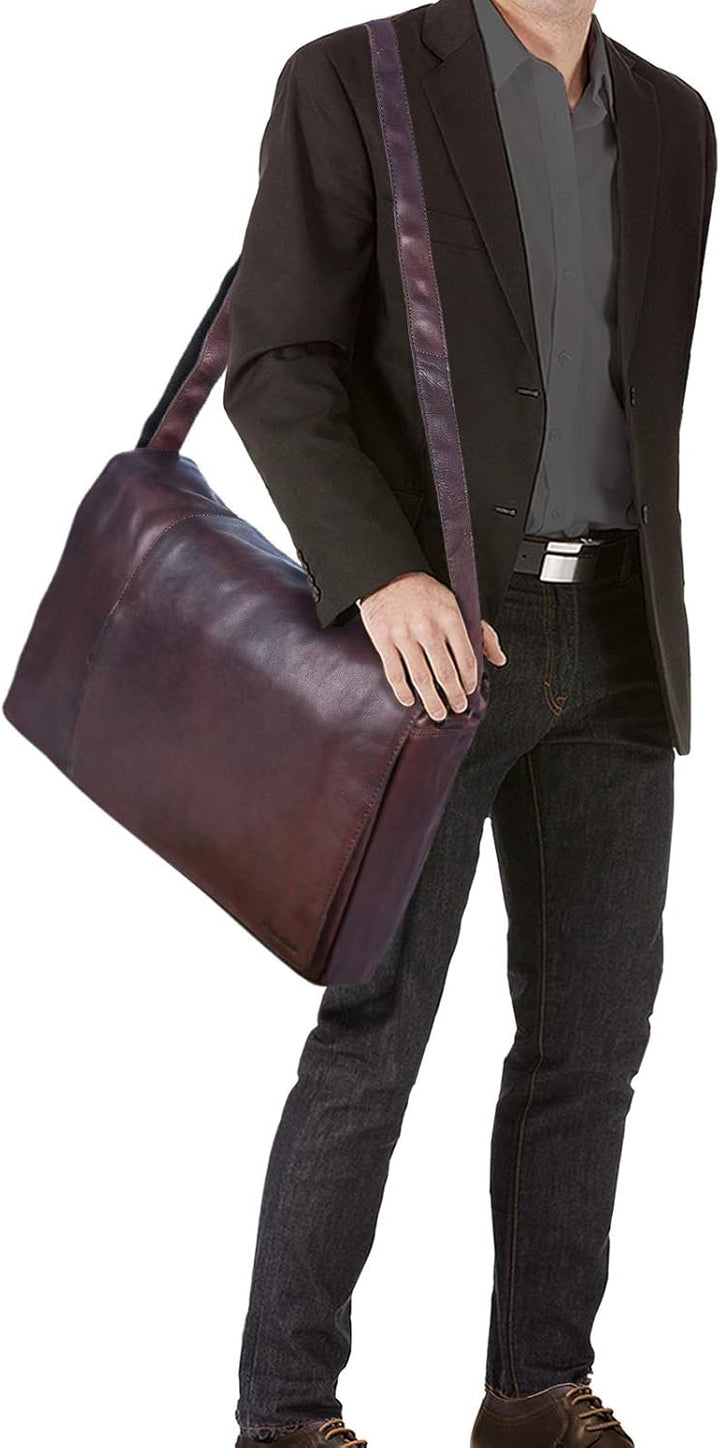 STILORD 'Maximus' XXL Ledertasche riesige Umhängetasche Unitasche 17 18 19 21 Zoll Laptop Aktentasch