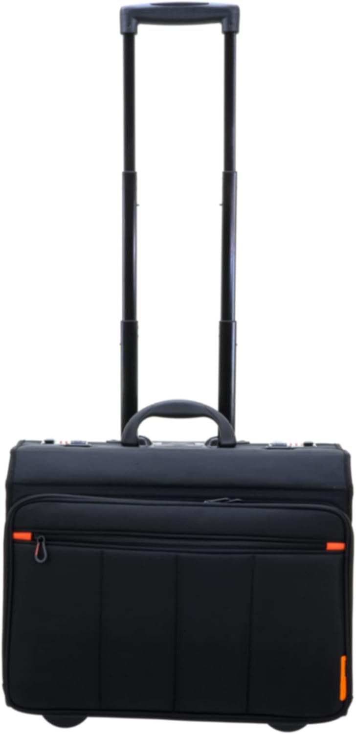 Bowatex Aktenkoffer Pilotenkoffer Erweiterbar Rollen Akten Trolley Schwarz 47 cm