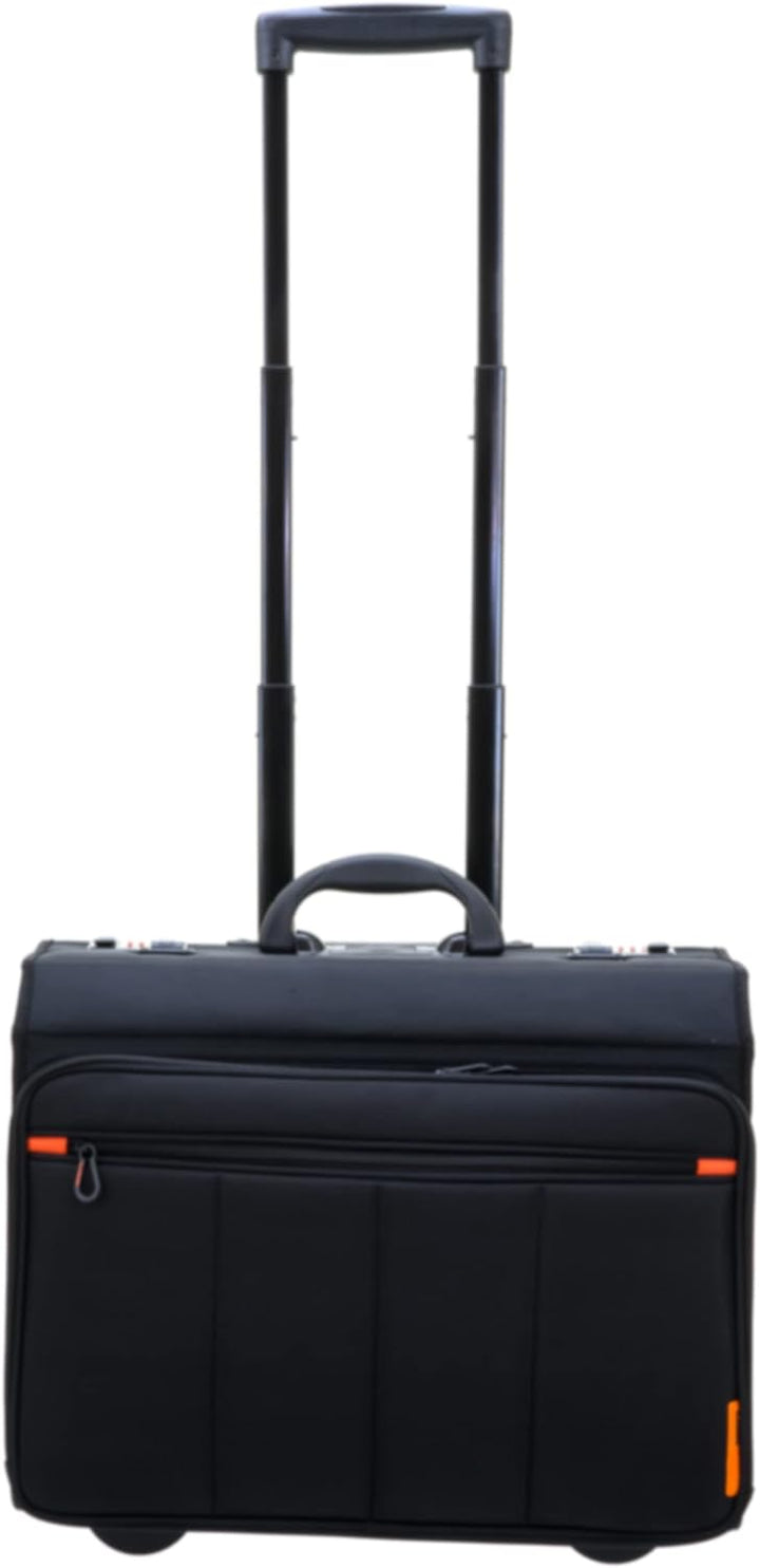 Bowatex Aktenkoffer Pilotenkoffer Erweiterbar Rollen Akten Trolley Schwarz 47 cm