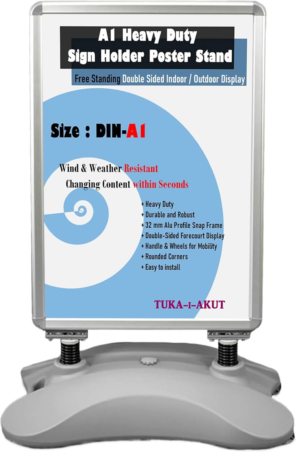 TUKA-i-AKUT A1 Kundenstopper Plakatständer Wind-Sign Beidseitig für 2 Plakate, Werbeaufsteller Mobil