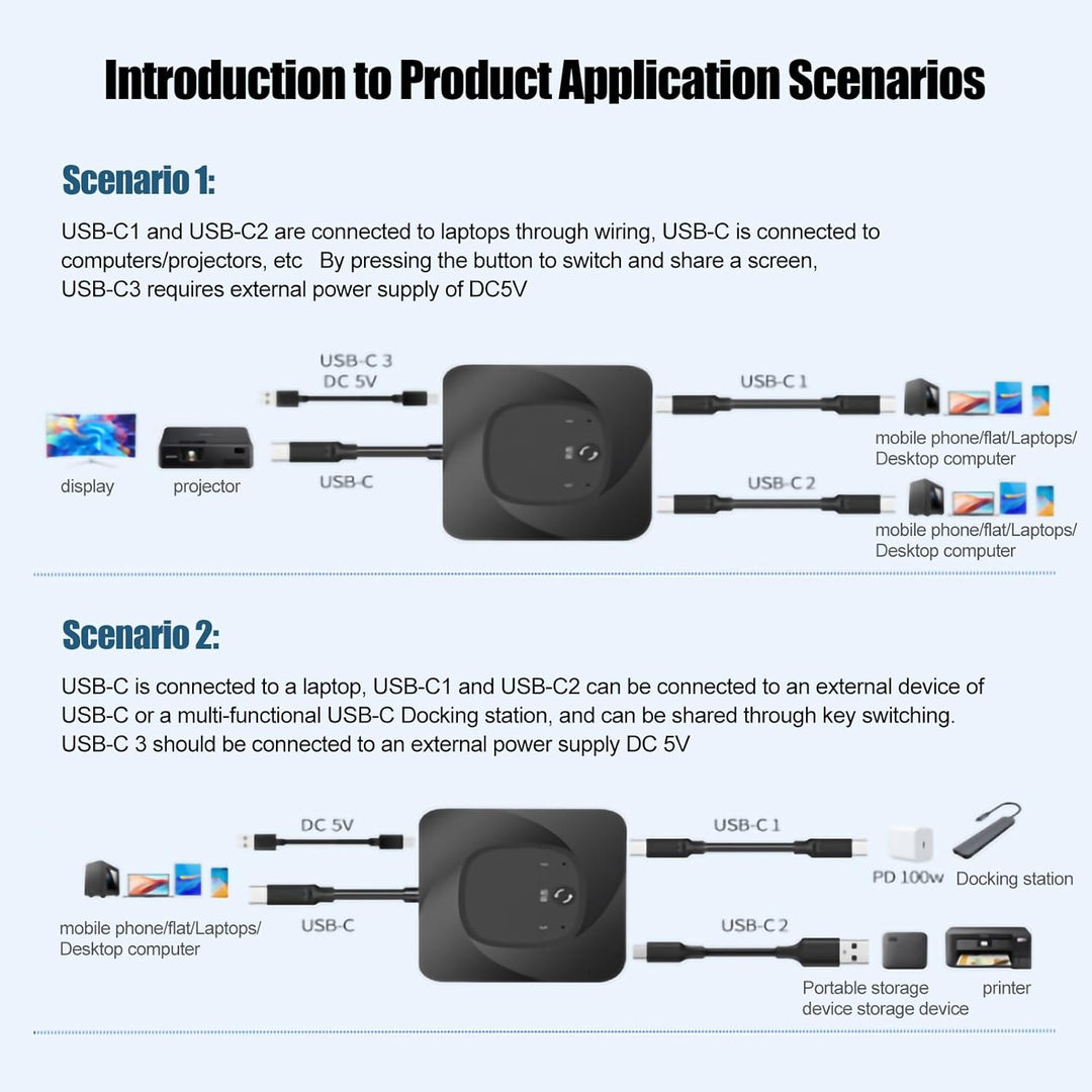 8K 60Hz HD Typ C Bi Direction Switcher Splitter mit Betriebsanzeige, 100 W 10 Gbit/S Datenübertragun