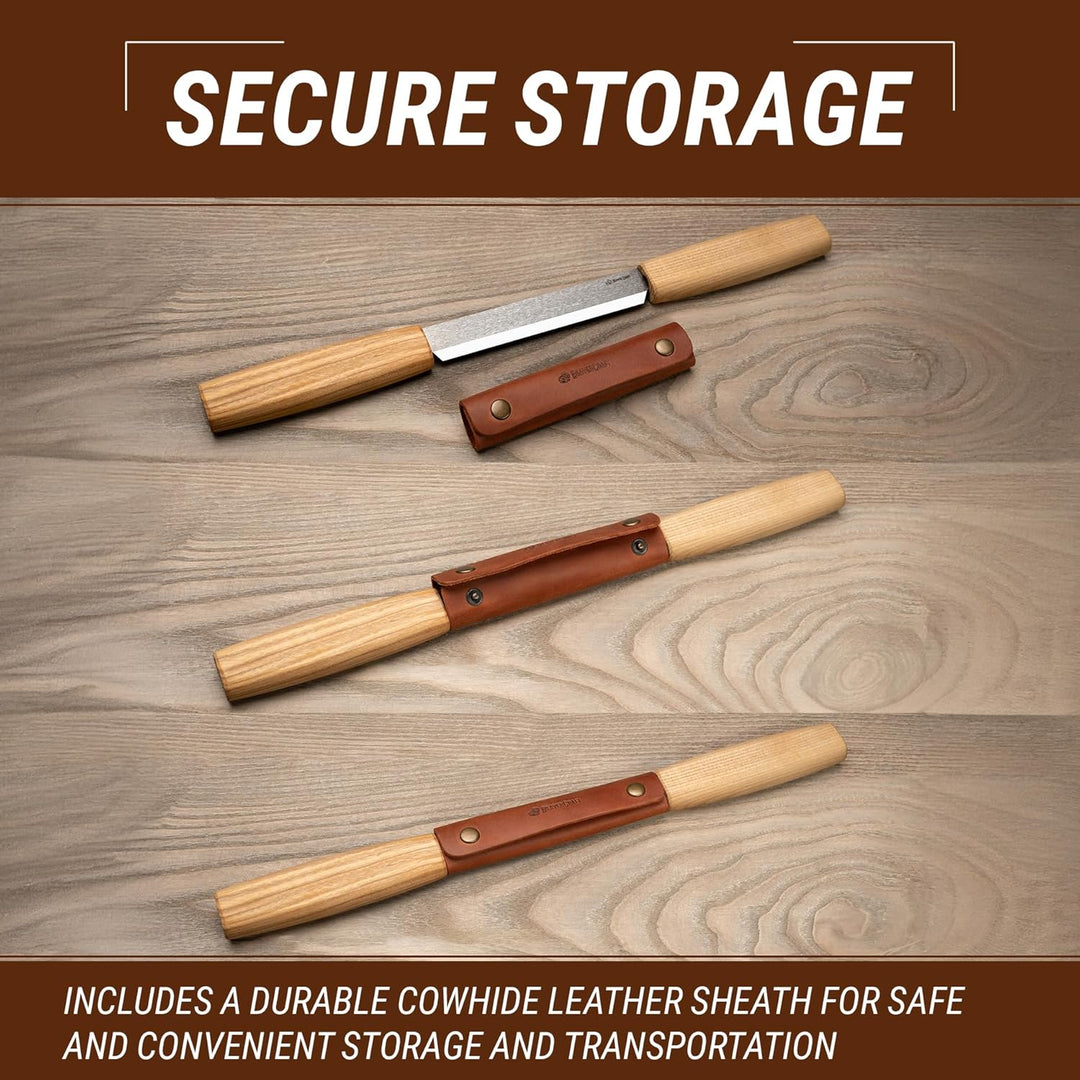 BeaverCraft DK2s Zugmesser mit Lederscheide, Holzbearbeitungswerkzeug, 10,9 cm, Zugmesser, Holzschni