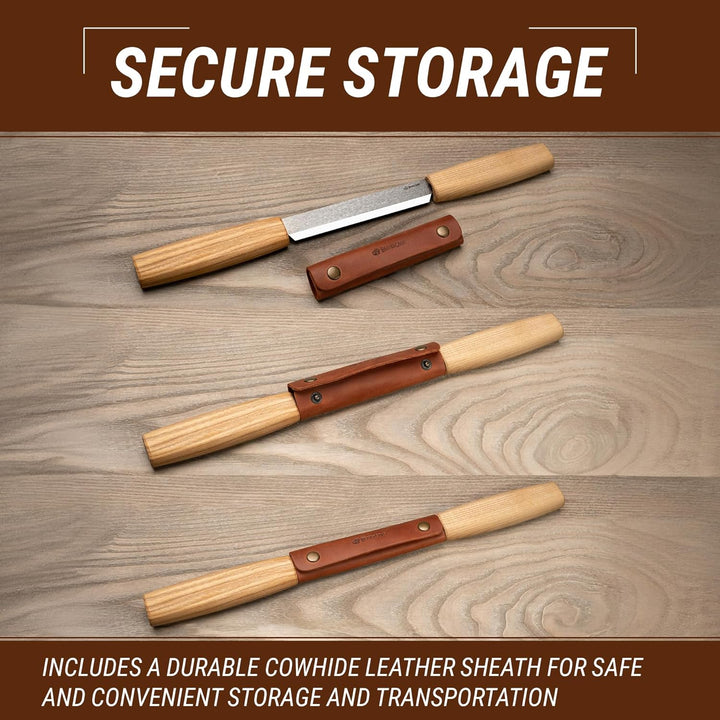 BeaverCraft DK2s Zugmesser mit Lederscheide, Holzbearbeitungswerkzeug, 10,9 cm, Zugmesser, Holzschni