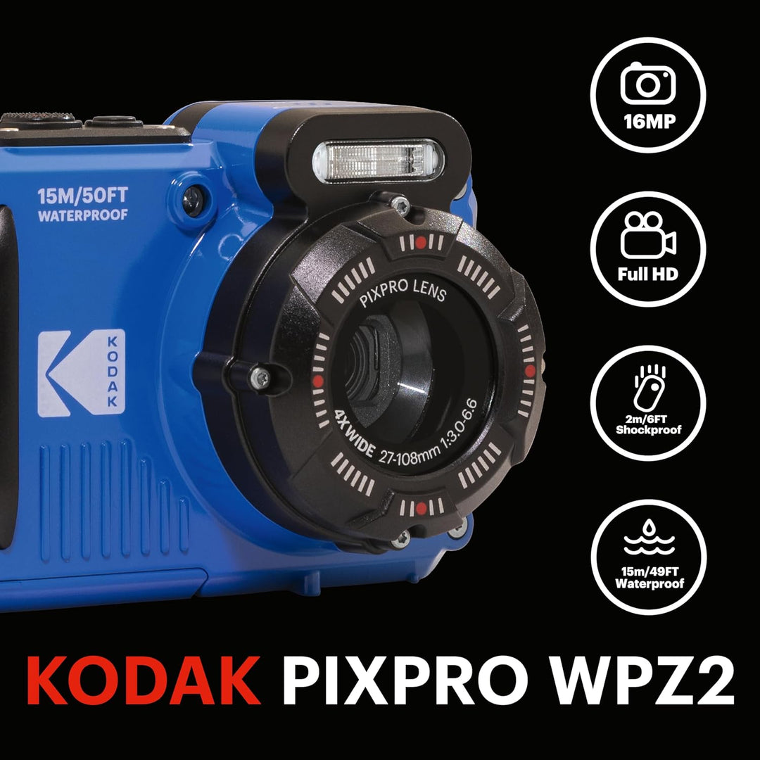 KODAK Pixpro WPZ2 Digitalkamera, kompakt, 16 Megapixel, wasserdicht und stossfest, Gelb
