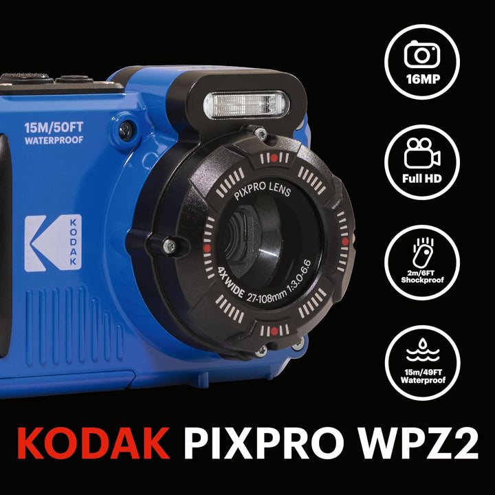 KODAK Pixpro WPZ2 Digitalkamera, kompakt, 16 Megapixel, wasserdicht und stossfest, Gelb