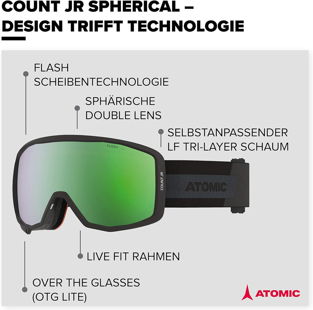 Atomic COUNT JR SPHERICAL Skibrille für Kinder - Komfortabler Live Fit Rahmen - Klare Sicht & besser