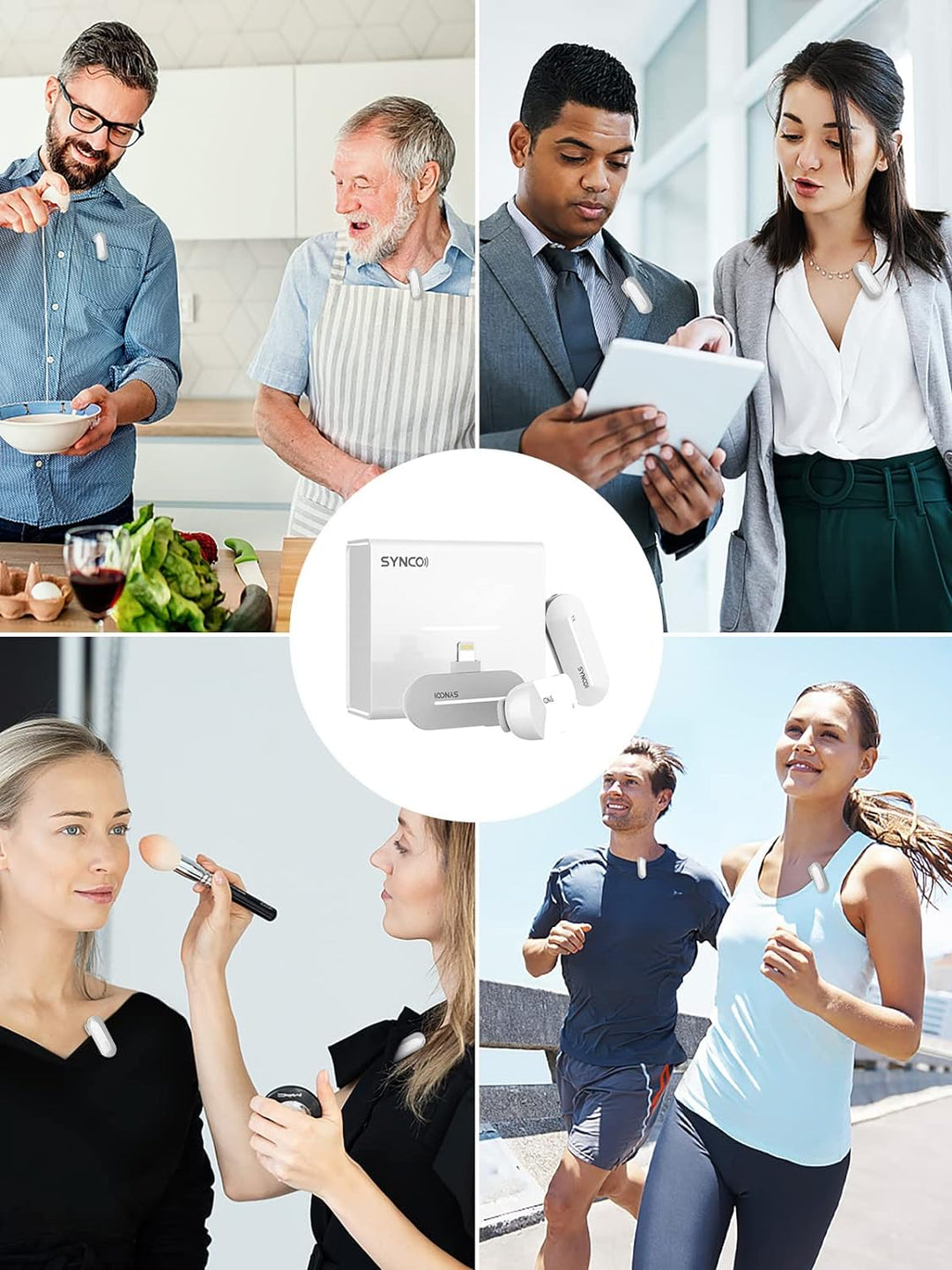 SYNCO Kabelloses Lavalier Mikrofon für iPhone, P1SL 2.4GHz Lavalier-Mikrofon Drahtlos für iPad mit L