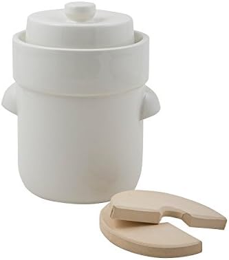 Ms-Steinzeug Gärtopf Sauerkrauttopf 3 Liter + Beschwerungssteine (weiss), Weiss