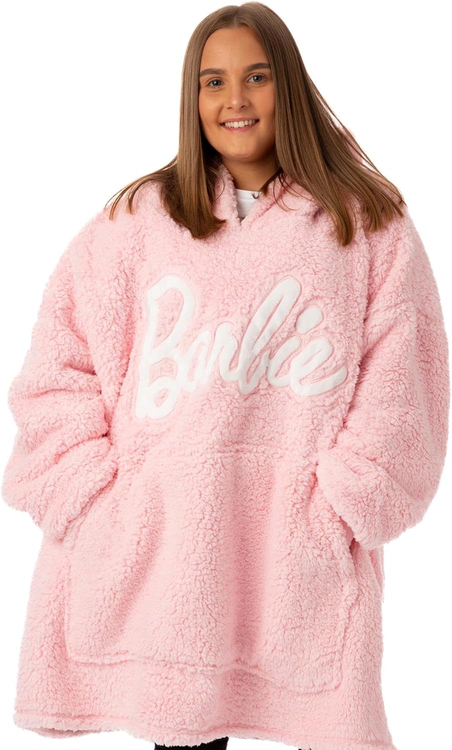 Barbie Damen Rosa Full Sherpa Blanket Hoodie | Geniesse luxuriösen Komfort Oodie | Einheitsgrösse |