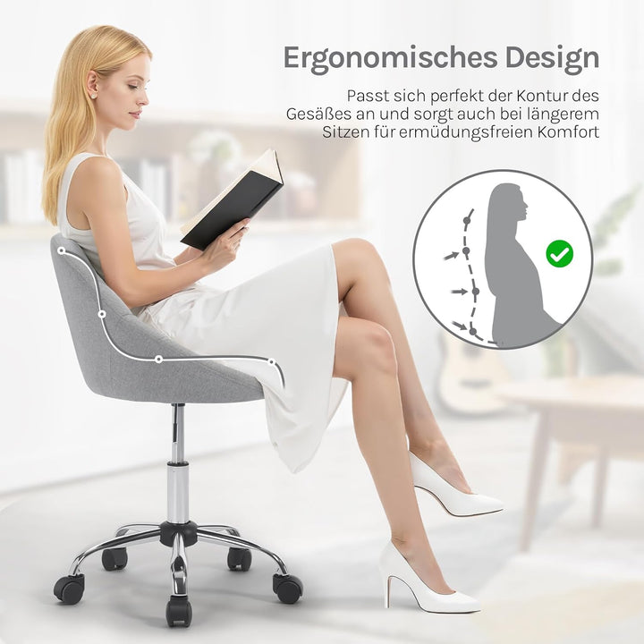 WOLTU Homeoffice Stuhl, Bürostuhl ergonomisch, Schminkstuhl drehbar, Drehstuhl mit Rollen, Schreibti