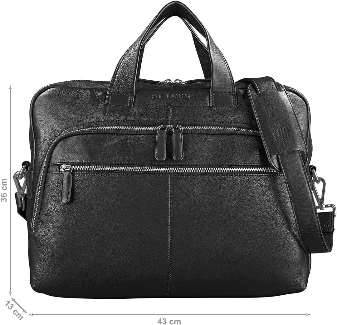 STILORD 'Lias' Echtleder Umhängetasche für Herren - Stilsicher ins nächste Meeting Schwarz, Schwarz