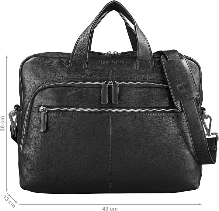 STILORD 'Lias' Echtleder Umhängetasche für Herren - Stilsicher ins nächste Meeting Schwarz, Schwarz