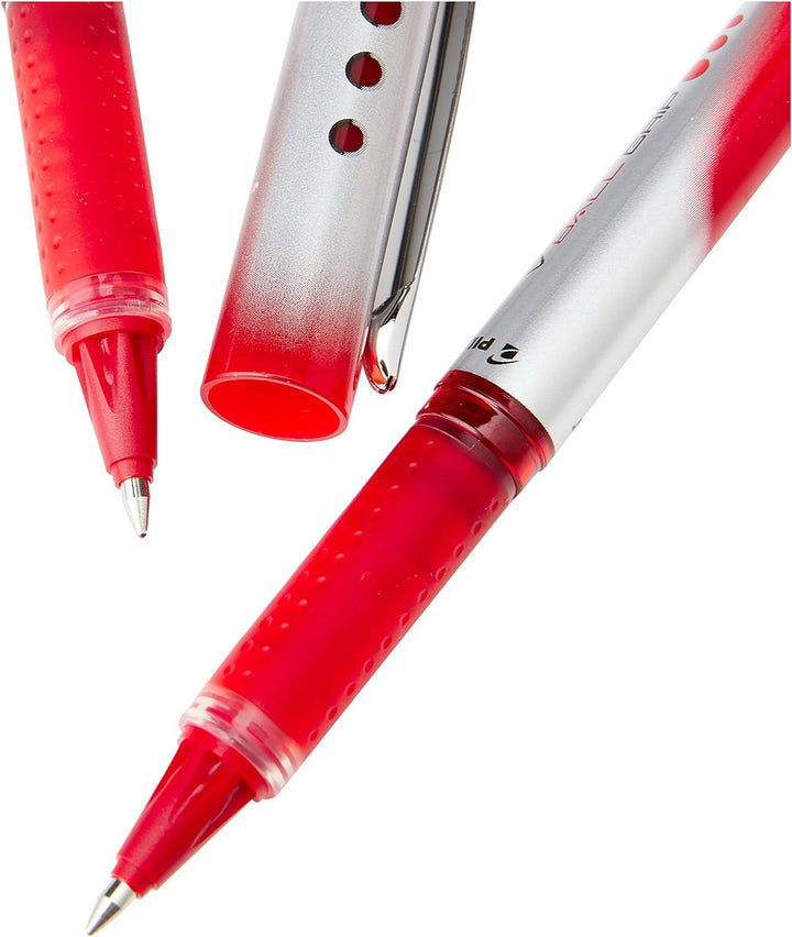 Pilot VBall VB5 Tintenroller mit Griffzone 0,5 mm Schreibspitze 0,25 mm Strichbreite 12 Stück rot, R