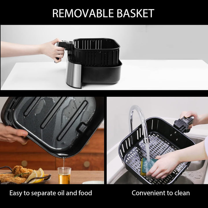 Heissluftfritteuse, 5.5L XXL Airfryer Uten Heissluftfriteuse 1700W Luftfritteuse mit Vorheizen & War