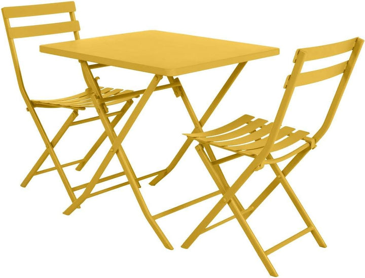 Hespéride Quadratischer klappbarer gartentisch Greensboro senfgelb 2-sitzer aus epoxybehandeltem Sta