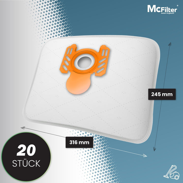 McFilter | 20 Staubsaugerbeutel geeignet für Swirl A07 | für AEG, Electrolux | A 07 | 5-lagiger Stau