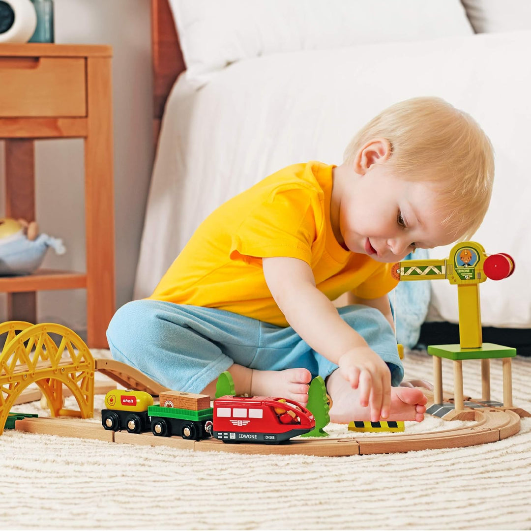 wuuhoo® Holzeisenbahn Paulchen im Set für Kinder - Spielzeugeisenbahn aus Holz, Eisenbahn Set mit Ho