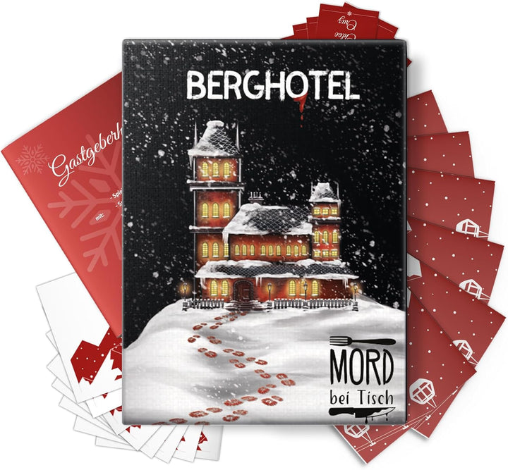 Mord bei Tisch Krimidinner für Zuhause - 6 bis 8 Personen - Der Berghotel Fall - Das Krimi Spiel ab