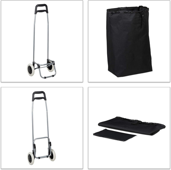 Relaxdays Einkaufstrolley klappbar, Abnehmbare Tasche 28 L, Einkaufswagen mit Rollen HxBxT: 92,5 x 4
