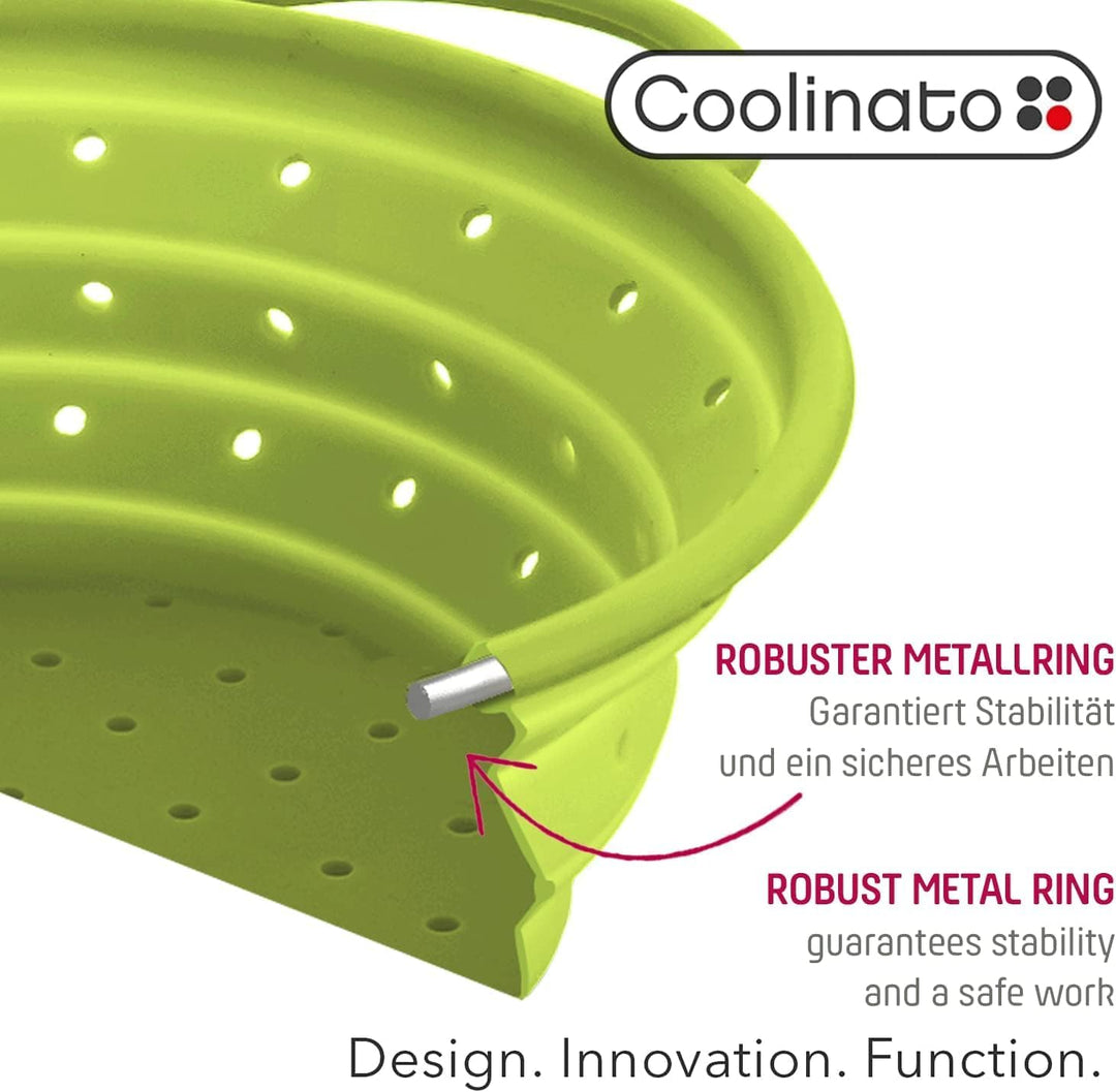 Coolinato Sieb faltbar aus Silikon | Platzsparend, leicht zu reinigen und Spülmaschinenfest Verwende