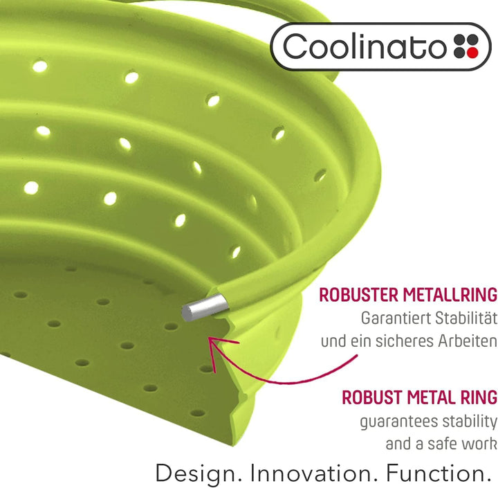 Coolinato Sieb faltbar aus Silikon | Platzsparend, leicht zu reinigen und Spülmaschinenfest Verwende