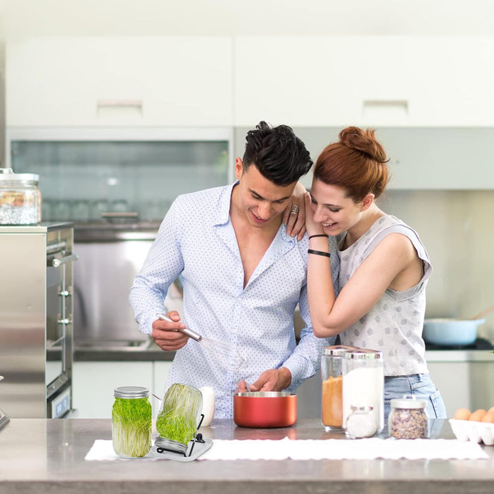 Deefongo 1000 ml Sprossen-Set, 4er Sprouting jar Glas,Keimglas-Set, WeithalsglÀser mit abgeschirmten