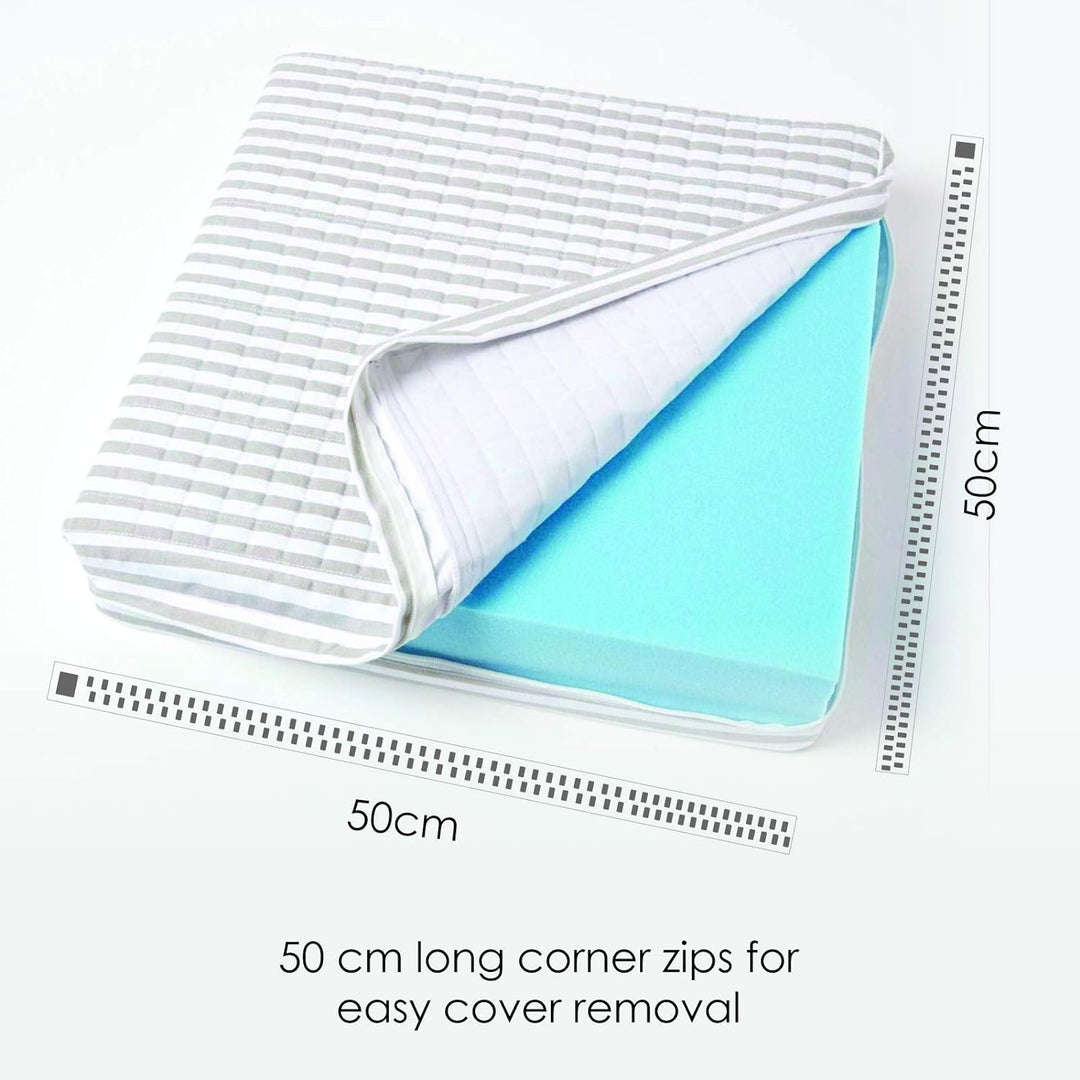 Homescapes Festes Sitzkissen 50x50x10 cm grau gestreift, Sesselkissen/Sitzerhöhung orthopädischer Sc