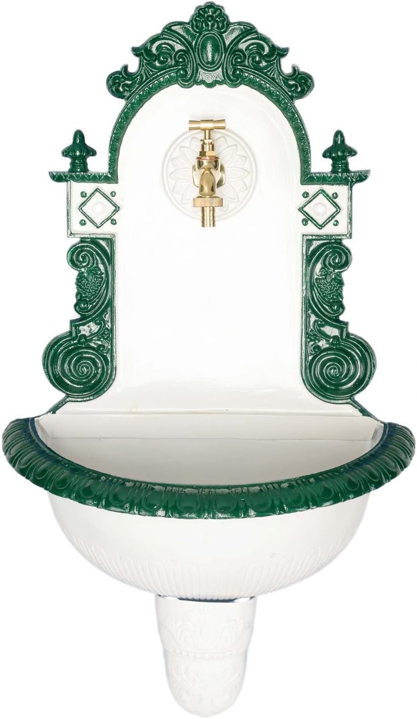 aubaho Nostalgie Waschbecken Brunnen Wandbrunnen 72cm Aluminium Garten Fountain