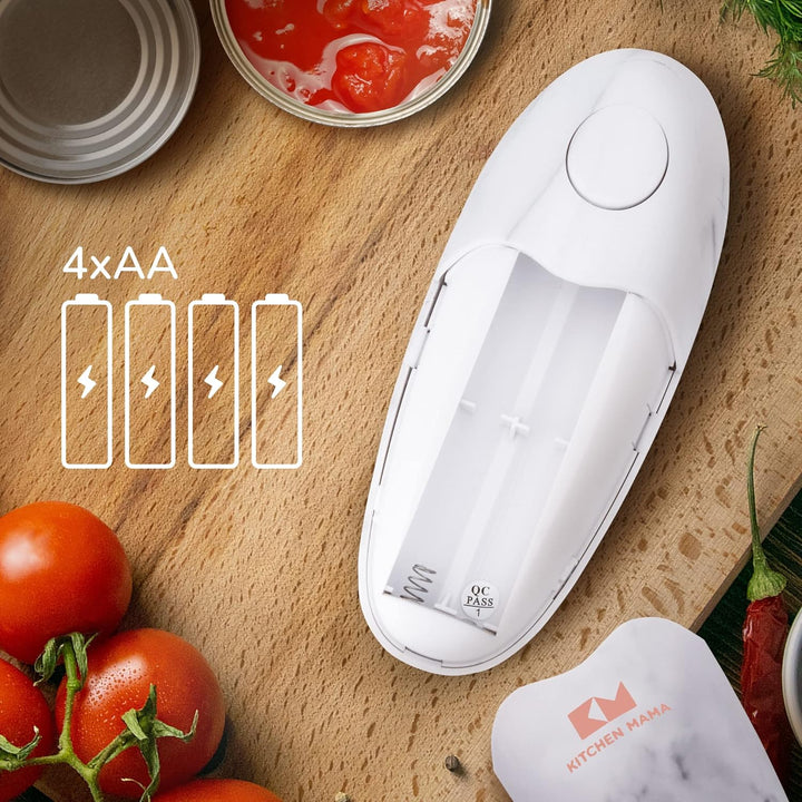 Kitchen Mama Elektrischer Dosenöffner V2 - Verbesserte Klinge öffnet jede Dosenform, Dosenöffner ohn