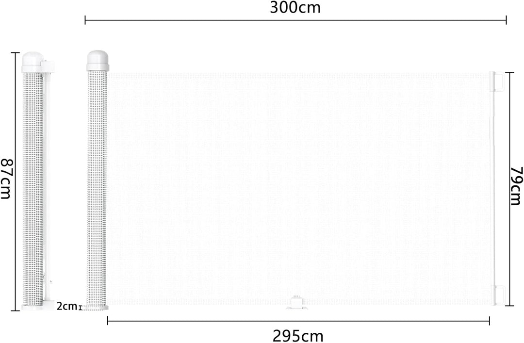 UISEBRT Türschutzgitter Roll Treppenschutzgitter Ausziehbar 0-300cm Absperrgitter Hund Türgitter für