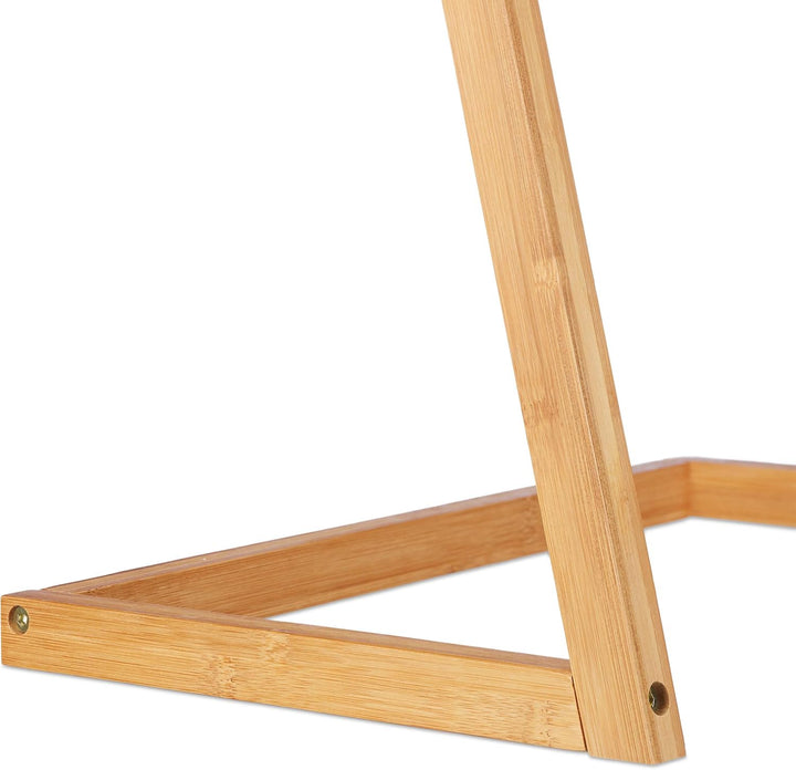 Relaxdays Handtuchhalter freistehend, Leiterregal mit 4 Handtuchstangen, Handtuchständer Bambus, HBT