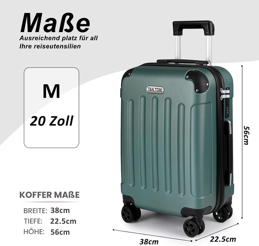 TAN.TOMI Koffer Hartschalenkoffer, Koffer Handgepäck Trolley Koffer Handgepäck, Reisekoffer mit Roll