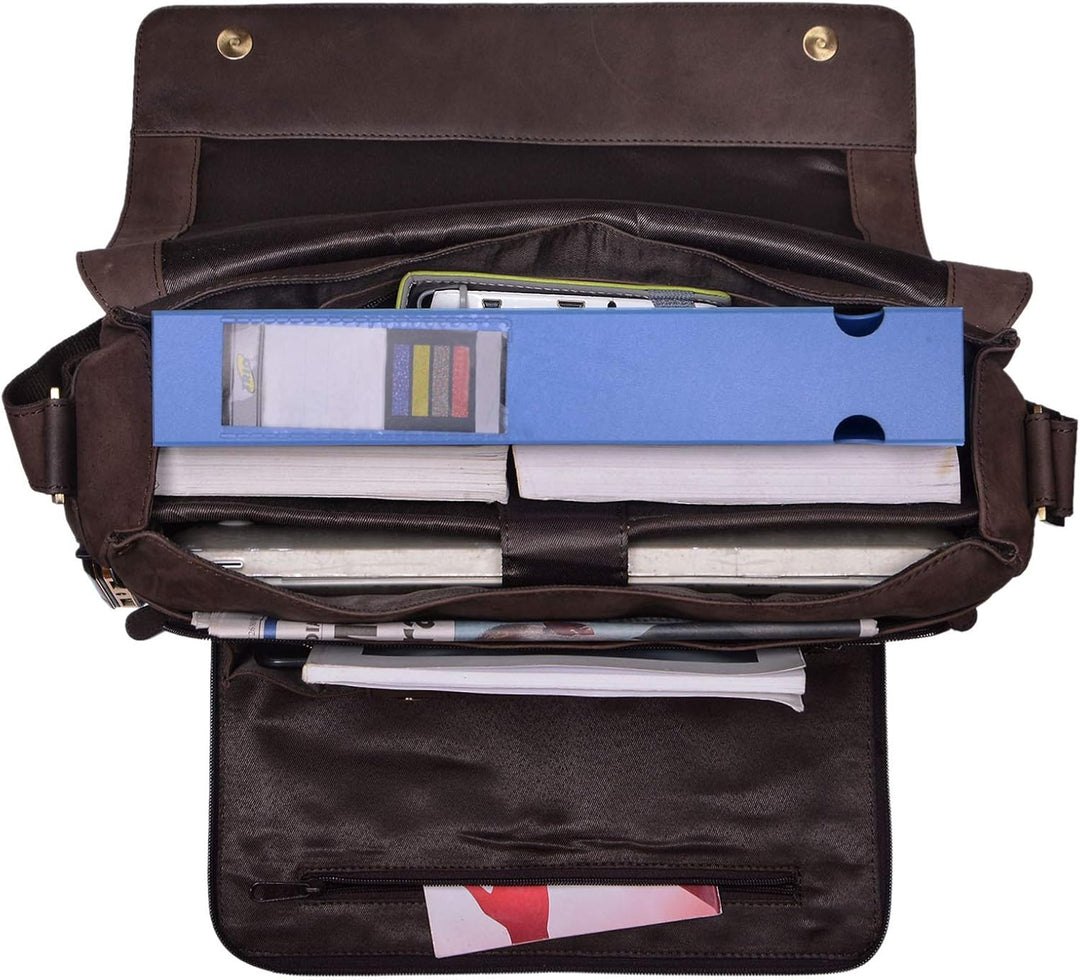 STILORD 'Rick' Schultertasche Leder für 15,6 Zoll Laptop Umhängetasche Aktentasche Bürotasche Unitas