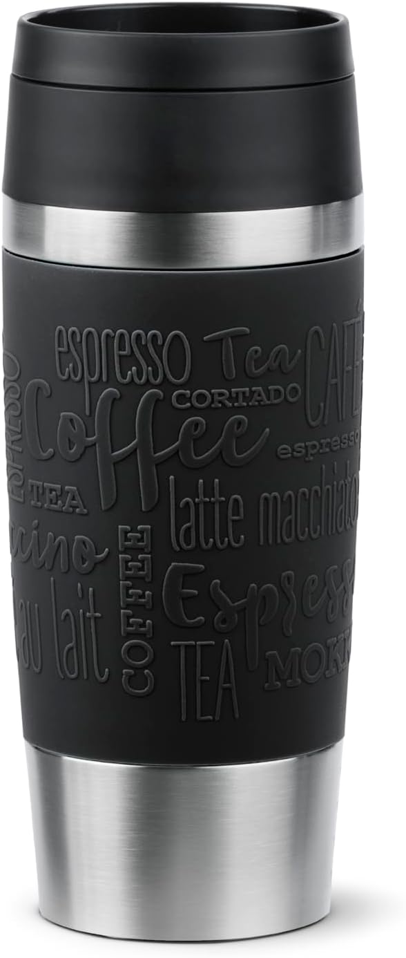 Emsa N20202 Travel Mug Classic Isolierbecher 0,36 Liter | neuer Komfort-Schraubverschluss | Edelstah