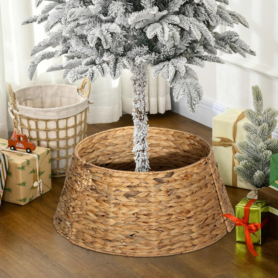 HOMCOM Weihnachtsbaumrock Ø 60 cm Weihnachtsbaum Kragen aus Wasserhyazinthe, Weihnachtsbaumkorb für