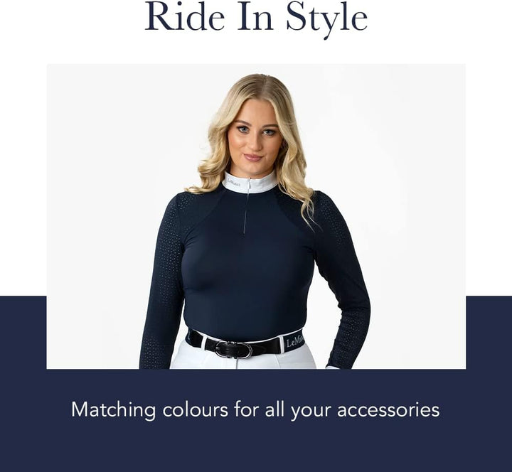 LeMieux Olivia Damen Show Shirt Langarm - Marineblau 38 Marineblau, 38 Marineblau