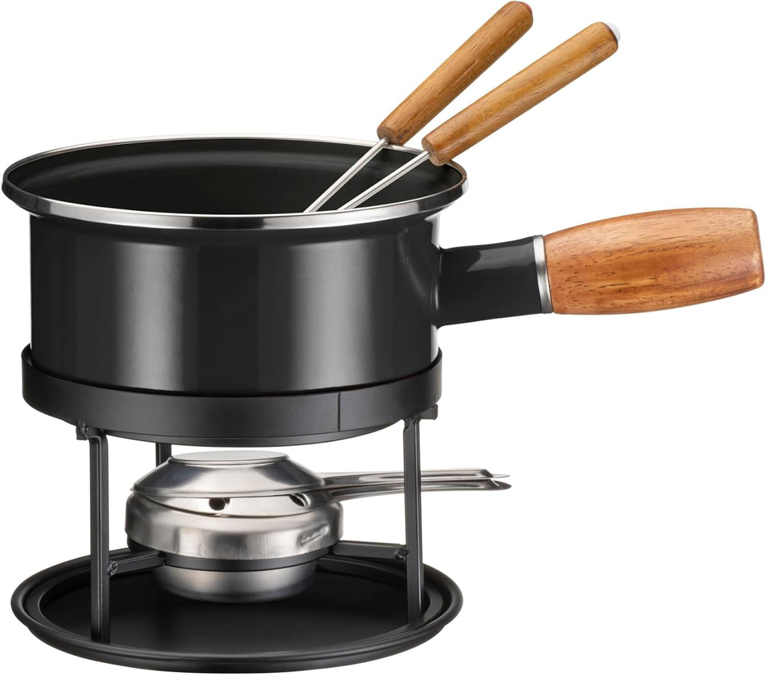 MÄSER 935481 Käsefondue schwarz Emaille für 2, Fondue Set für Zwei Personen, Edelstahl