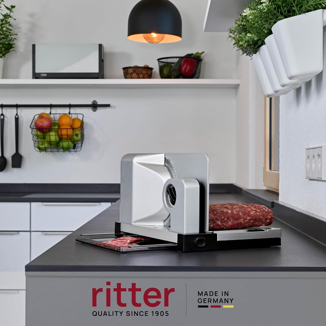 ritter icaro 5 Klappbarer elektrischer Allesschneider & Brotschneidemaschine aus Metall, Made in Ger