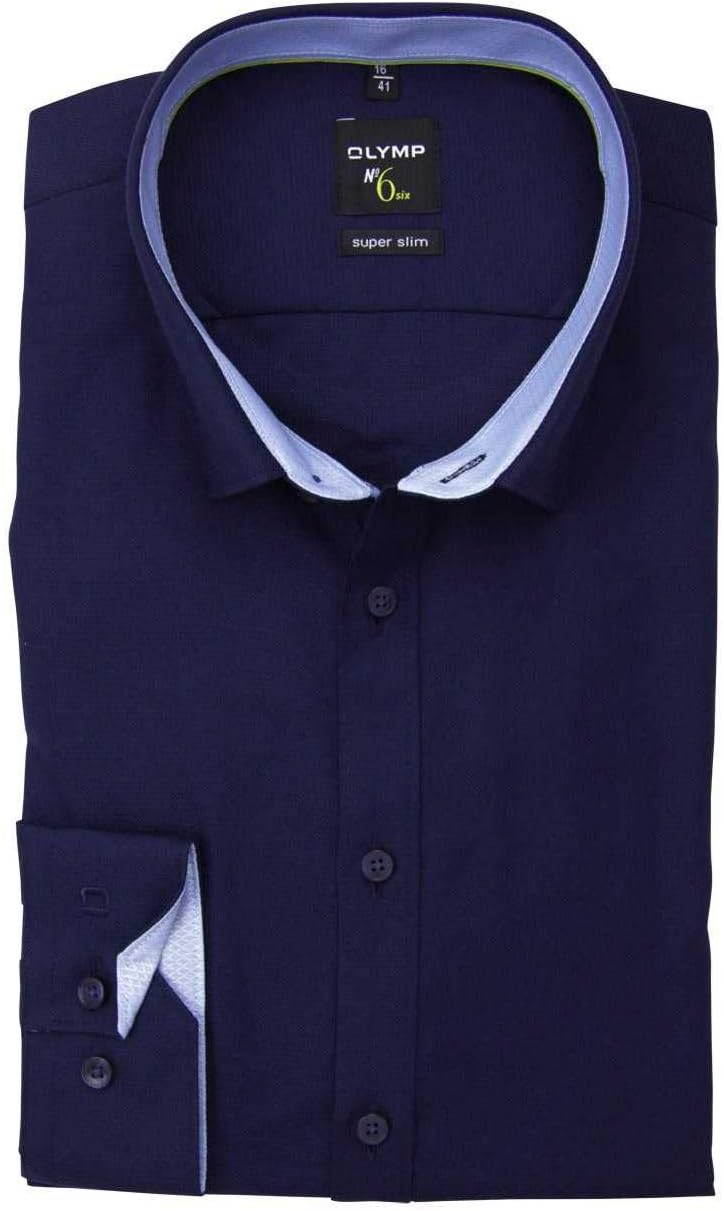 OLYMP No. Six super Slim Hemd Langarm Stretch bügelleicht Nachtblau, Nachtblau