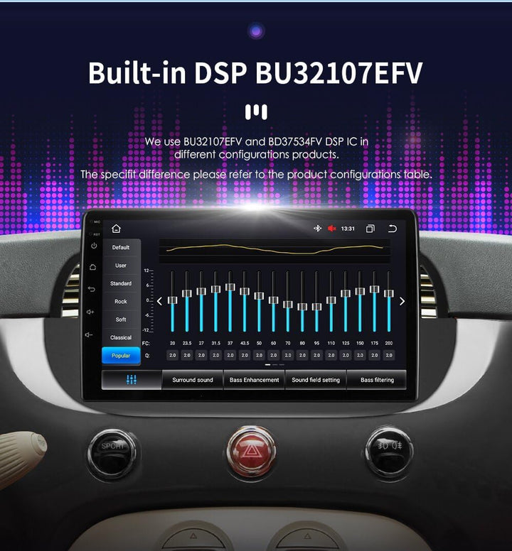 hizpo 9 Zoll Touchscreen Autoradio Kompatibel mit FIAT 500 2007-2014 mit Carplay/Android Auto 8-Core