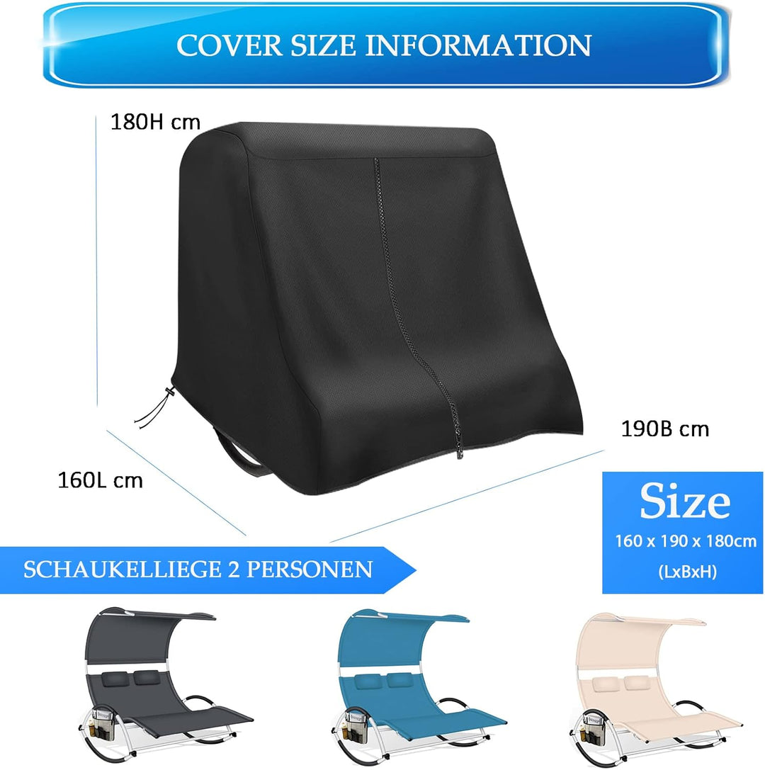 MRWiZMS Schaukelliege Abdeckung 2 Personen 160×190×180cm, 420D Sonnenliege 2 Personen Doppelliege Ou
