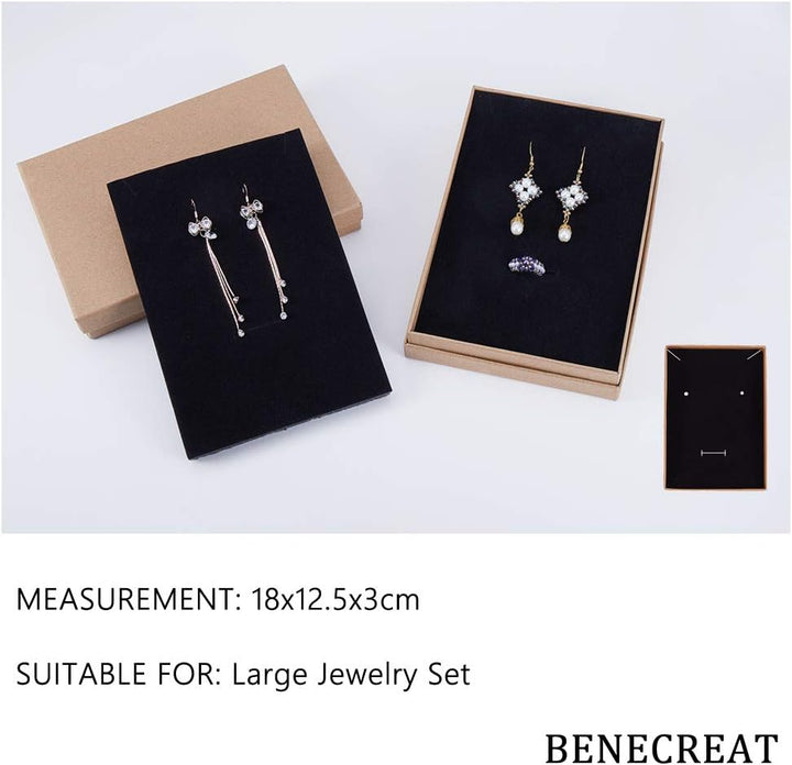 BENECREAT 12 Pack Halskette Ring Box 18x12,5x3cm Kraft Brown Rechteck Karton Schmuckschatullen Gross