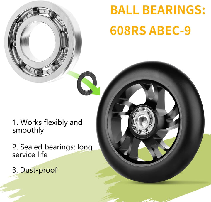 DBREAKS Stunt Scooter Rollen, 2 Stück Scooter Ersatzräder, 100mm Scooter Räder mit ABEC, 9 Kugellage