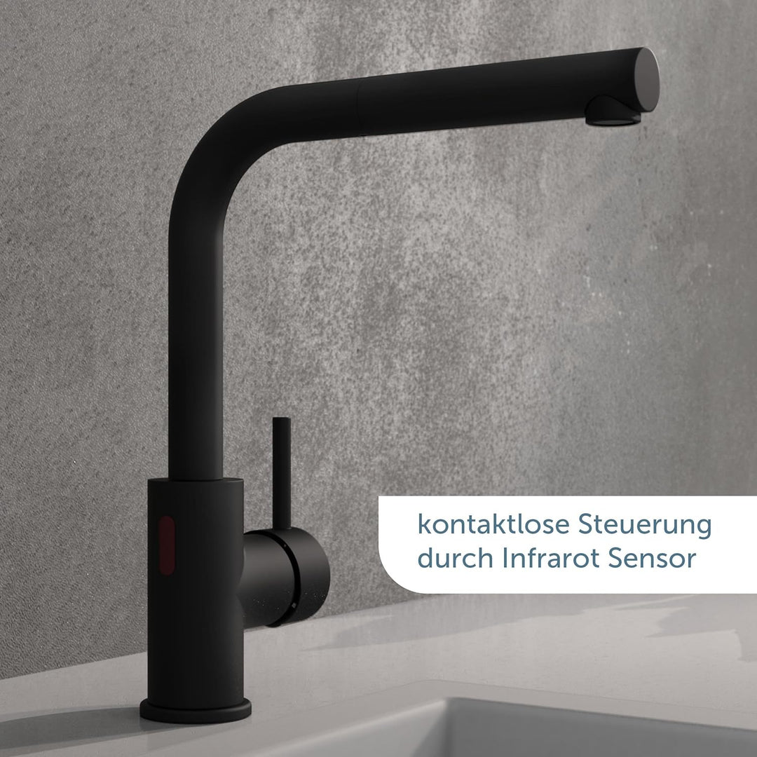 SCHÜTTE 99760 VITAL Sensor-Spültischarmatur Küche, Küchenarmatur mit ausziehbarer Brause, automatisc