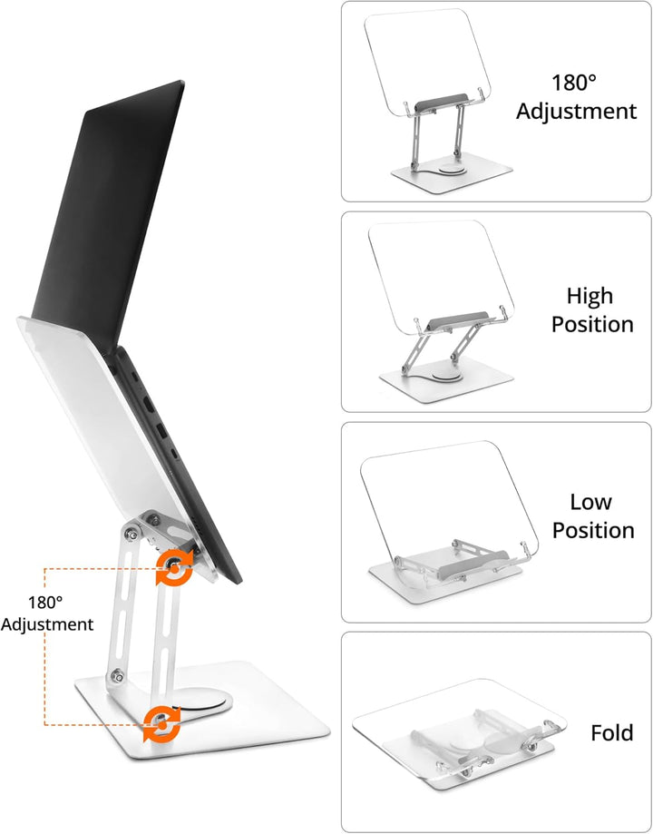 QWORK® Faltbarer Lesen Buchständer aus Acryl mit Höhenverstellbarer und 360° Drehbarer Basis, Tragba