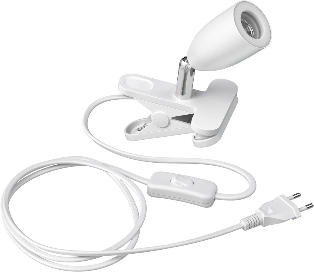 ledscom.de Klemmstrahler LIK, weiss matt, 1x E27 max. 60W, 3 Stk. 3 Stück (1er Pack) Weiss Matt / Oh