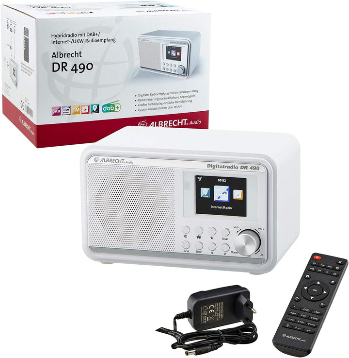 Albrecht DR490 Hybridradio mit Farbdisplay, 27491, DAB/Internet/UKW-Empfang, Radiosteuerung via Smar